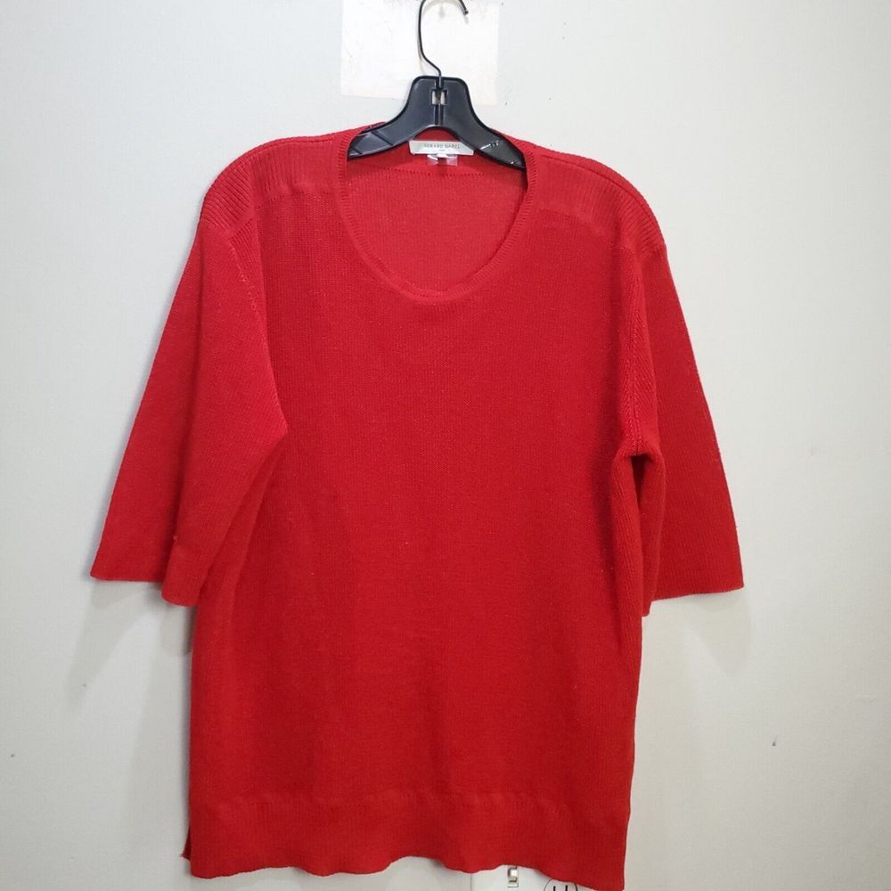 Gerard Darel Women's Shirt Top Size 3 Oversized Viscose Chiffon Trim Solid 3/4 S
